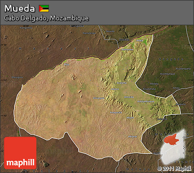 Satellite Map of Mueda, darken