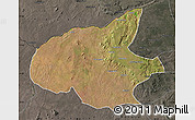 Satellite Map of Mueda, darken, semi-desaturated