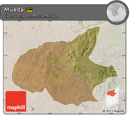 Satellite Map of Mueda, lighten