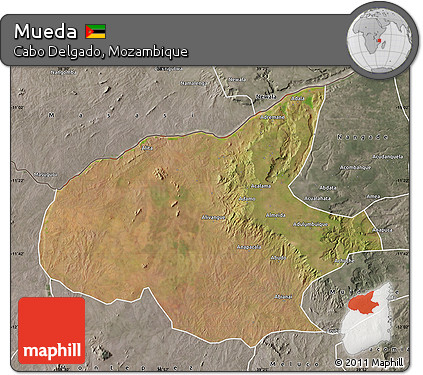 Satellite Map of Mueda, semi-desaturated