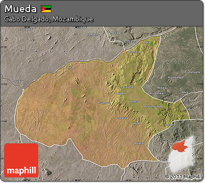 Satellite Map of Mueda, semi-desaturated
