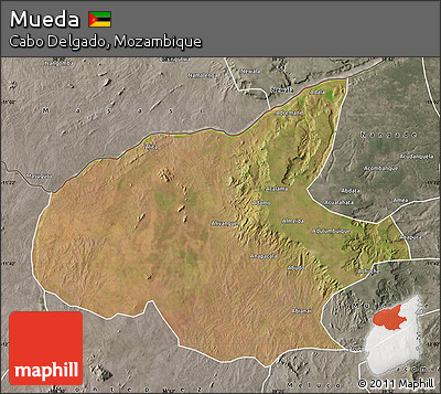 Satellite Map of Mueda, semi-desaturated