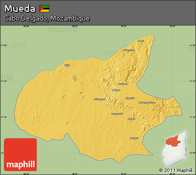 Savanna Style Map of Mueda, single color outside