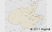 Shaded Relief Map of Mueda, lighten, desaturated