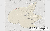 Shaded Relief Map of Mueda, lighten, semi-desaturated