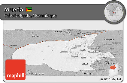 Gray Panoramic Map of Mueda