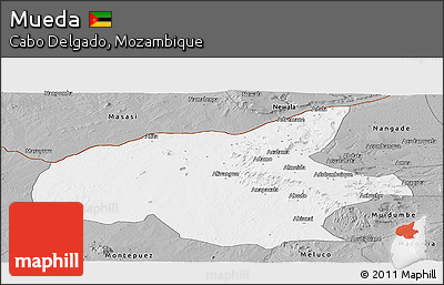 Gray Panoramic Map of Mueda