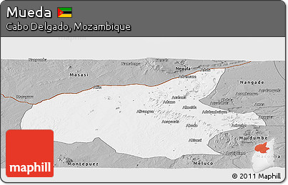 Gray Panoramic Map of Mueda