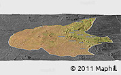 Satellite Panoramic Map of Mueda, darken, desaturated