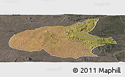 Satellite Panoramic Map of Mueda, darken, semi-desaturated