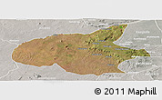 Satellite Panoramic Map of Mueda, lighten, semi-desaturated