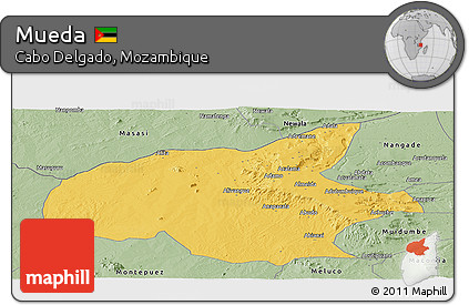 Savanna Style Panoramic Map of Mueda