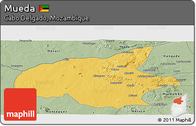 Savanna Style Panoramic Map of Mueda
