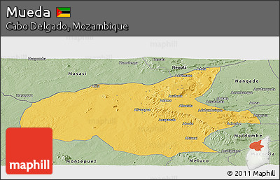 Savanna Style Panoramic Map of Mueda