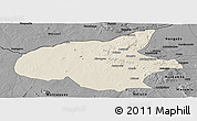 Shaded Relief Panoramic Map of Mueda, darken, desaturated