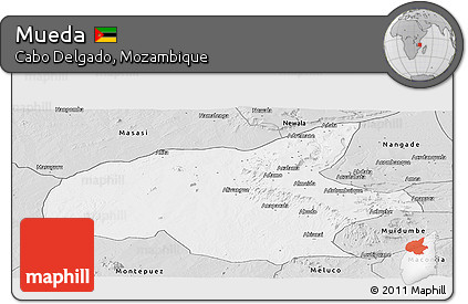 Silver Style Panoramic Map of Mueda
