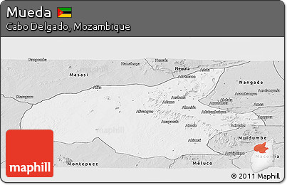 Silver Style Panoramic Map of Mueda