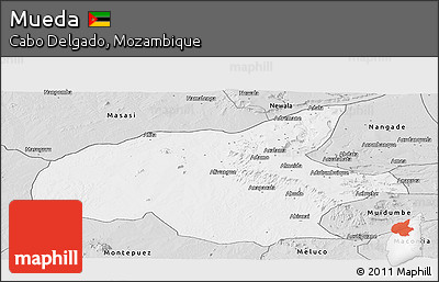 Silver Style Panoramic Map of Mueda