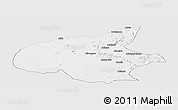 Silver Style Panoramic Map of Mueda, single color outside