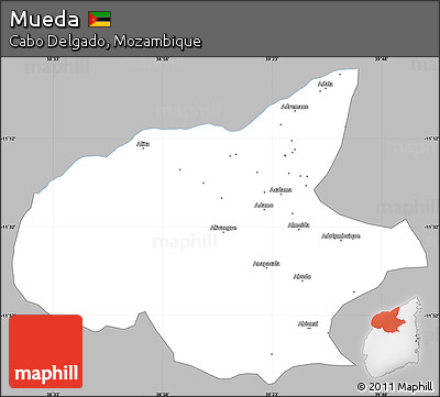 Gray Simple Map of Mueda, single color outside