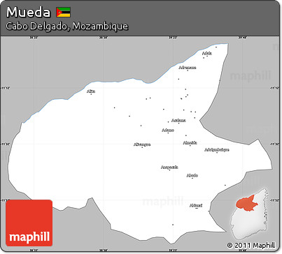 Gray Simple Map of Mueda, single color outside
