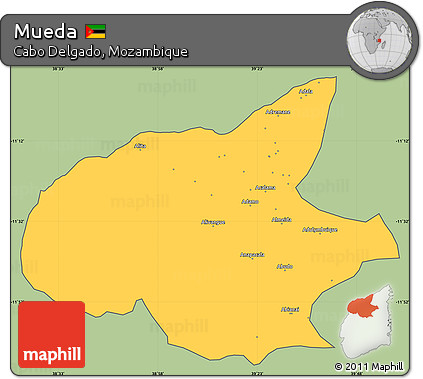Savanna Style Simple Map of Mueda, cropped outside