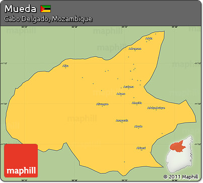 Savanna Style Simple Map of Mueda, cropped outside