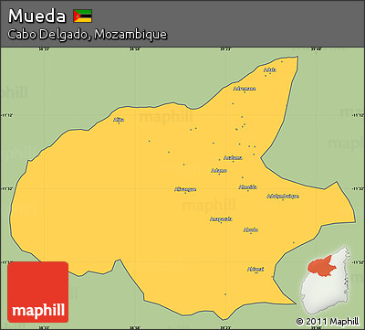 Savanna Style Simple Map of Mueda, cropped outside