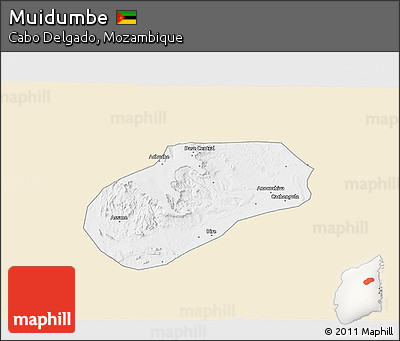 Classic Style 3D Map of Muidumbe, single color outside