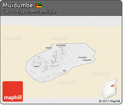 Classic Style 3D Map of Muidumbe, single color outside