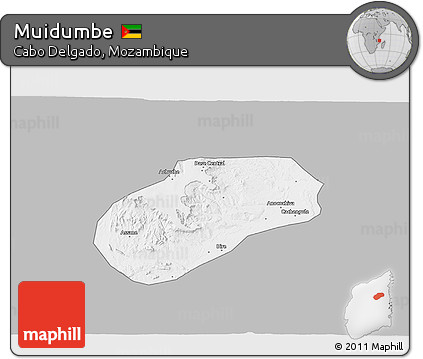 Gray 3D Map of Muidumbe, single color outside