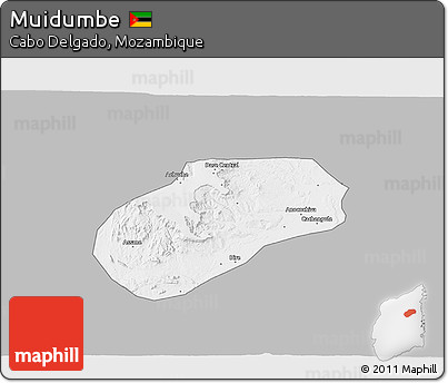 Gray 3D Map of Muidumbe, single color outside