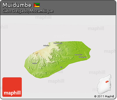 Physical 3D Map of Muidumbe, cropped outside