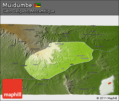 Physical 3D Map of Muidumbe, darken