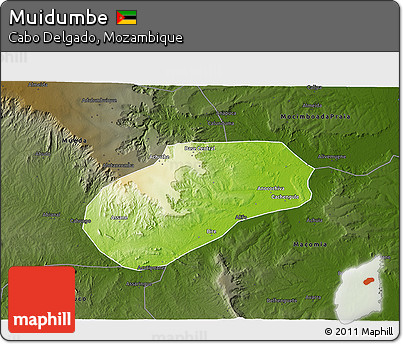 Physical 3D Map of Muidumbe, darken