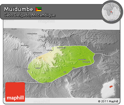 Physical 3D Map of Muidumbe, desaturated