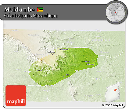 Physical 3D Map of Muidumbe, lighten