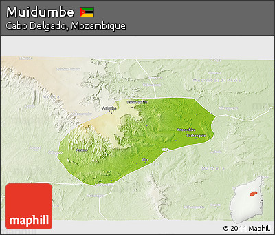 Physical 3D Map of Muidumbe, lighten