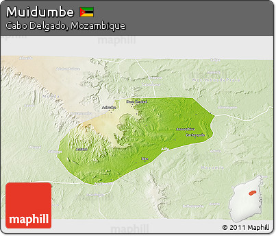 Physical 3D Map of Muidumbe, lighten