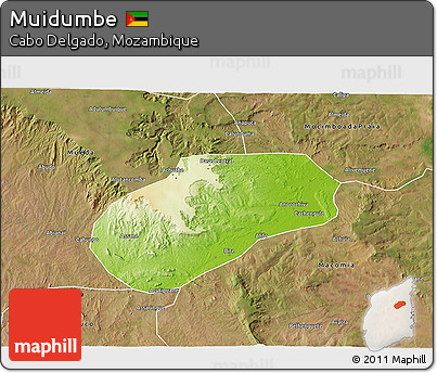 Physical 3D Map of Muidumbe, satellite outside