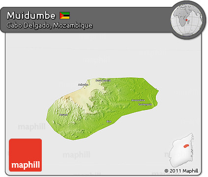 Physical 3D Map of Muidumbe, single color outside