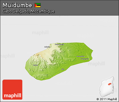 Physical 3D Map of Muidumbe, single color outside