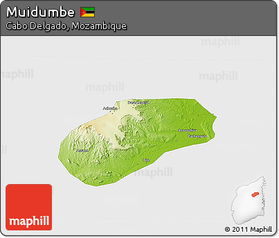 Physical 3D Map of Muidumbe, single color outside