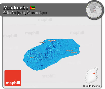 Political 3D Map of Muidumbe, cropped outside