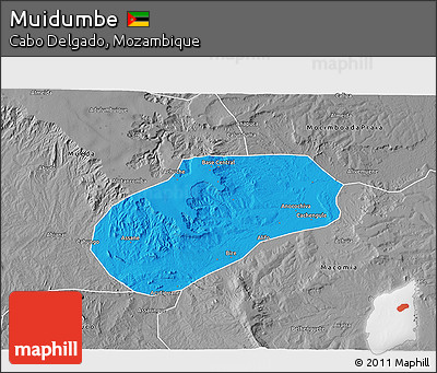 Political 3D Map of Muidumbe, desaturated