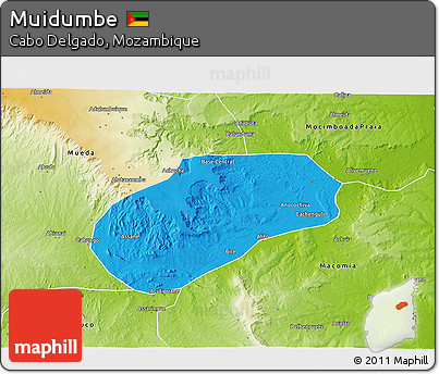Political 3D Map of Muidumbe, physical outside