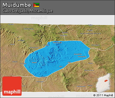 Political 3D Map of Muidumbe, satellite outside