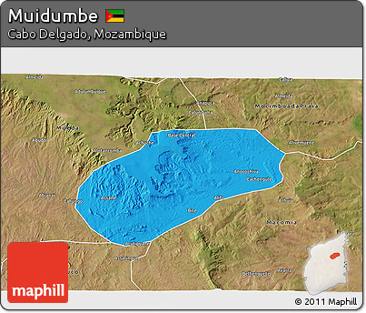 Political 3D Map of Muidumbe, satellite outside