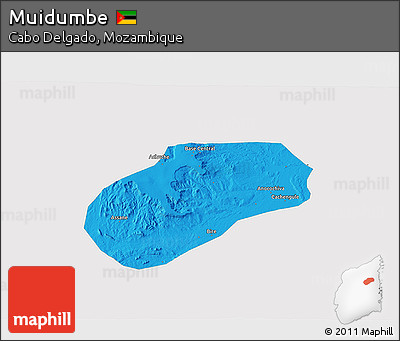 Political 3D Map of Muidumbe, single color outside
