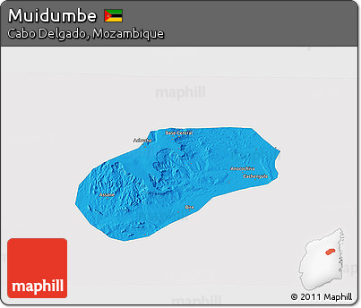 Political 3D Map of Muidumbe, single color outside